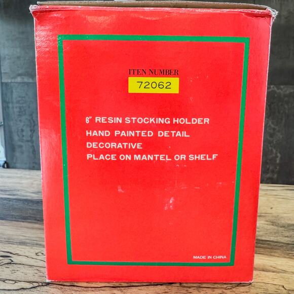 Vintage Christmas Elf Santa Resin Stocking Holder w/ Original Box Whimsy Holiday - Picture 6 of 15